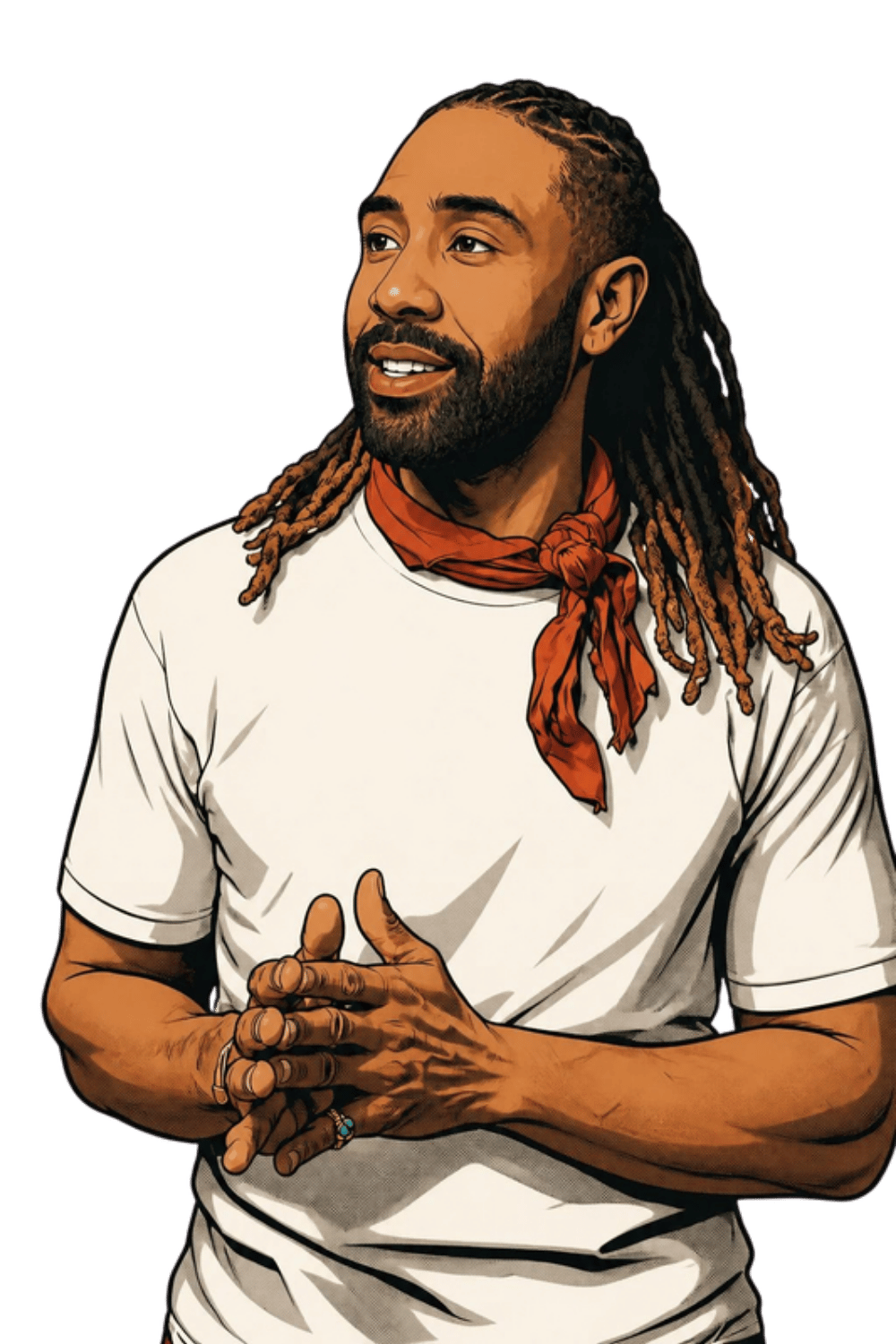 Comic-ink illustration of Terence Latimer